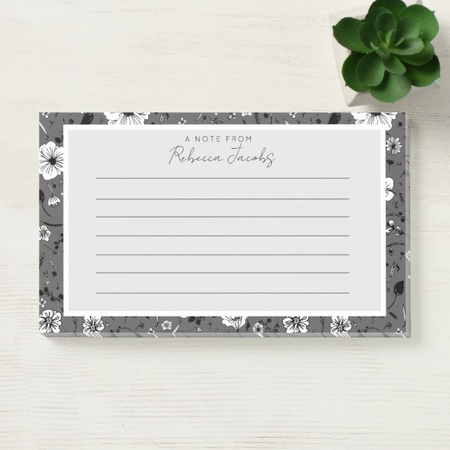 Gray Floral Post-it Klebezettel (Büro)