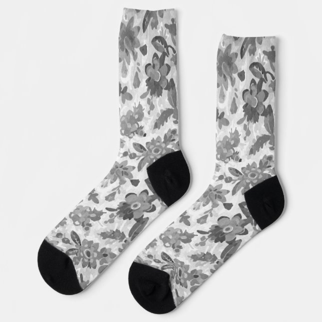 Gray Floral Socken (Linkes Detail)