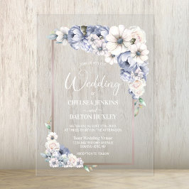 Gray Floral Wedding Acryleinladungen