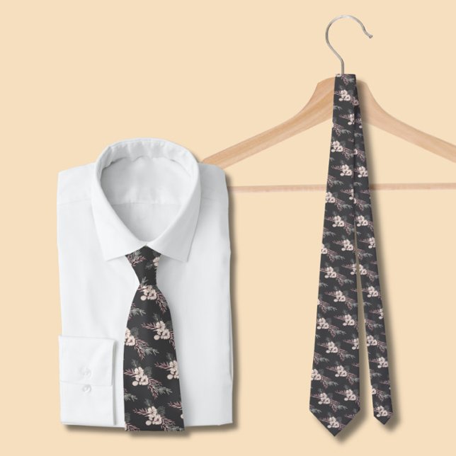 Gray Floral Wedding Neck Tie Krawatte (Von Creator hochgeladen)
