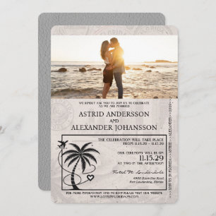 Gray Florida Passport Hochzeit Einladung