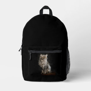 Gray Fluffy Cat Bedruckter Rucksack