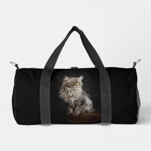 Gray Fluffy Cat Duffle Bag
