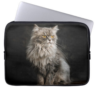 Gray Fluffy Cat Laptopschutzhülle