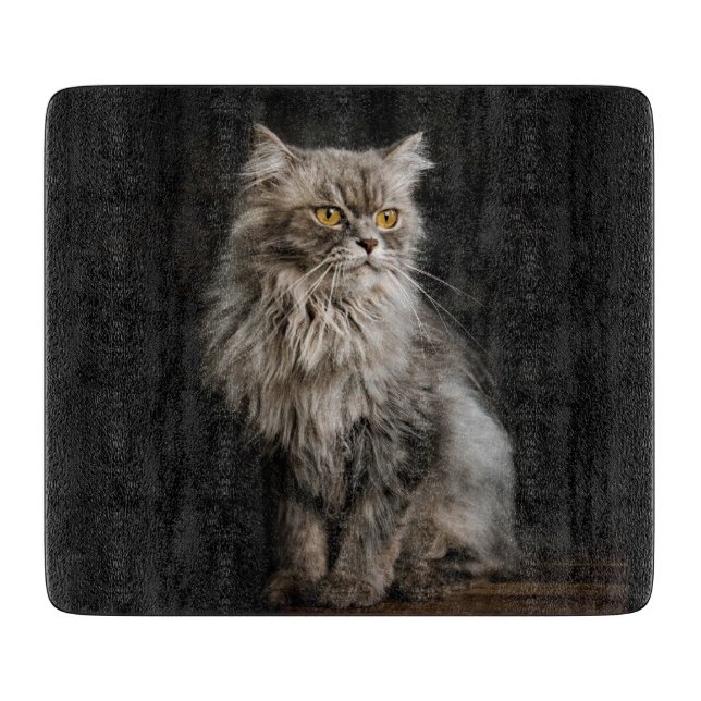Gray Fluffy Cat Schneidebrett (Vorderseite)