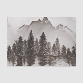 Gray Forest Watercolor Camping treees Winter Holid Seidenpapier
