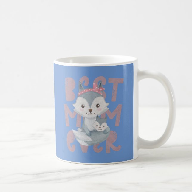 Gray Fox Mama and Cub - Beste Mama je Kaffeetasse (Rechts)