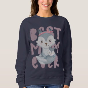 Gray Fox Mama and Cub - Beste Mama je Sweatshirt