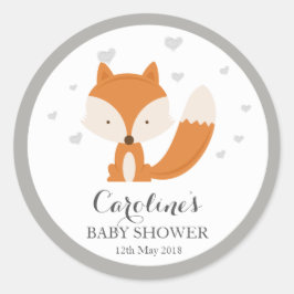 Gray Fox Woodland Liebe Heart Baby Shooting Sticke Runder Aufkleber
