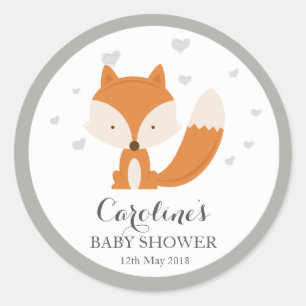 Gray Fox Woodland Liebe Herz Babydusche Aufkleber 