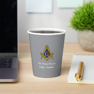 Gray Freemason Masonic Square Compass Pappbecher