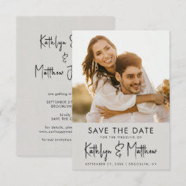 Gray Fun Script Modernes Foto Minimalistische Hoch Save The Date