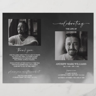 Gray Funeral Order of Service Folded Program