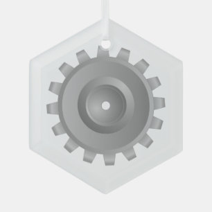 Gray Gear Ornament Aus Glas