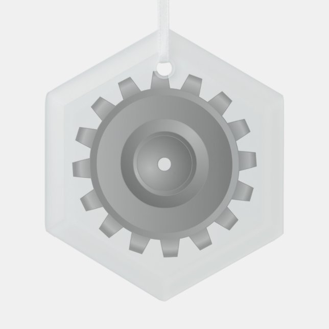 Gray Gear Ornament Aus Glas (Vorderseite)