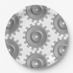 Gray Gear Pappteller