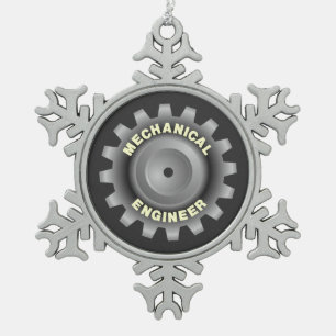 Gray Gear Schneeflocken Zinn-Ornament