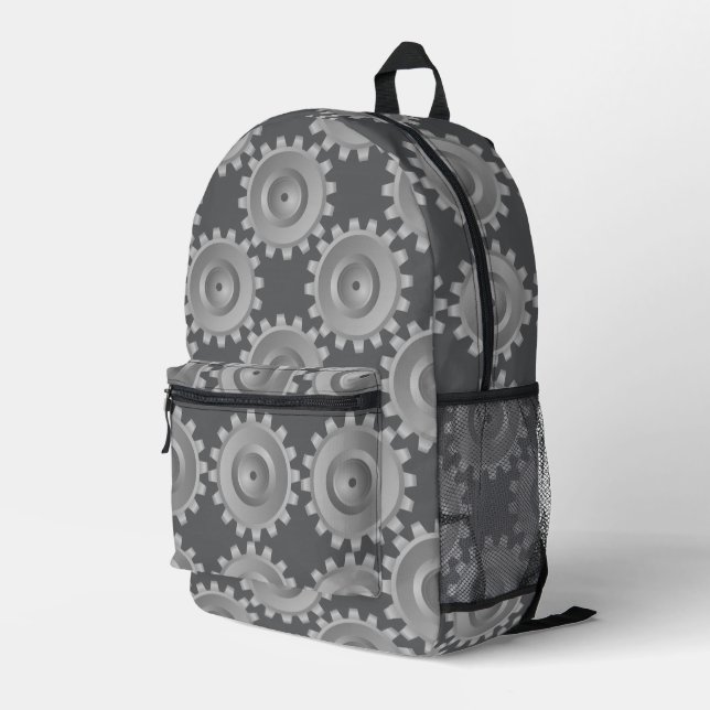 Gray Gears Bedruckter Rucksack (Rückseitige Ecke Rechts)