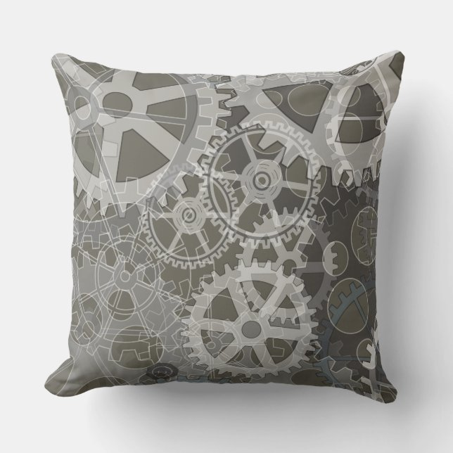 GRAY GEARS DESIGN Retro Throw Kissen (Vorderseite)