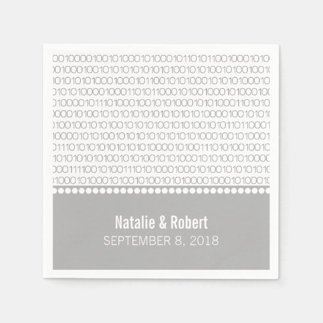 Gray Geek Chic Binary Code Paper Napkins Serviette (Vorderseite)