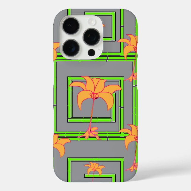 Gray Geo Floral Case-Mate iPhone Hülle (Rückseite)