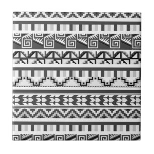 Gray Geometric Abstrakt Aztec Tribal Print Pattern Fliese