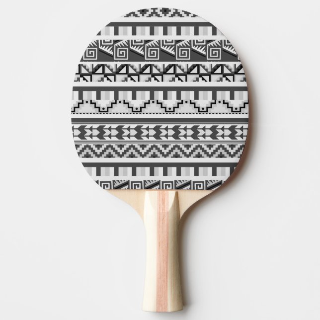 Gray Geometric Abstrakt Aztec Tribal Print Pattern Tischtennis Schläger (Vorderseite)