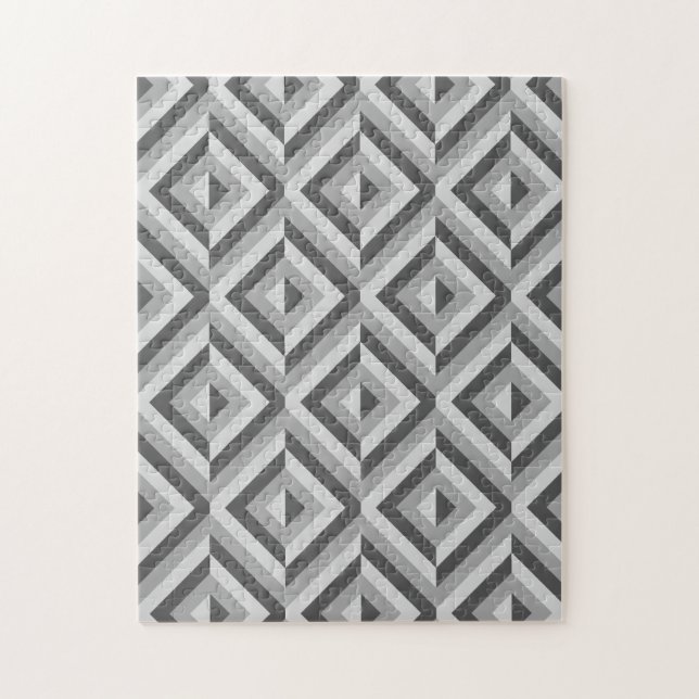 Gray Geometric Diamond Muster Frustration Puzzle (Vertikal)