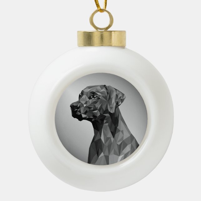 Gray Geometric Dog Keramik Kugel-Ornament (Vorderseite)