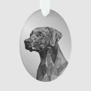 Gray Geometric Dog Ornament