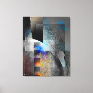 Gray Geometric Industrial Grunge Art Leinwanddruck