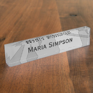 Gray Geometric Personal Namensplakette