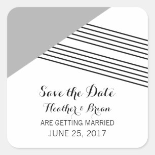 Gray Geometric Strip Save the Date Stickers