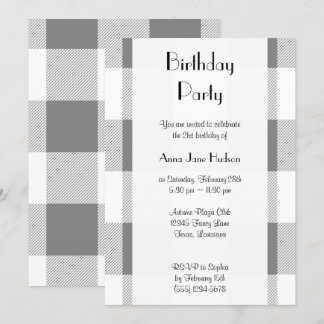Gray Gingham, Geometrisches Muster, Geburtstagspar Einladung
