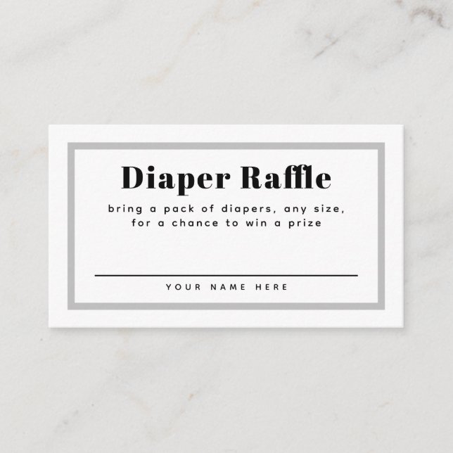 Gray Gingham Kariert Baby Duwer Diaper Raffle Begleitkarte (Vorderseite)