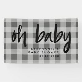 Gray Gingham Modern Baby Shower Banner