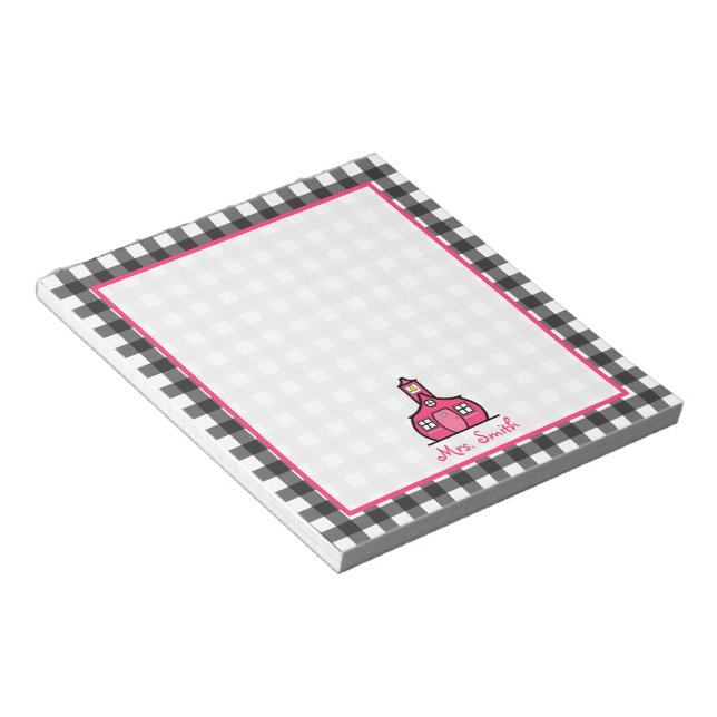 Gray Gingham Teacher Notepad Notizblock (angewinkelt)