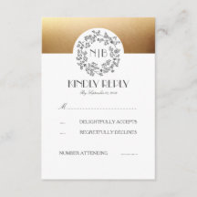 Gray Gipskraut Gold Wedding RSVP Cards