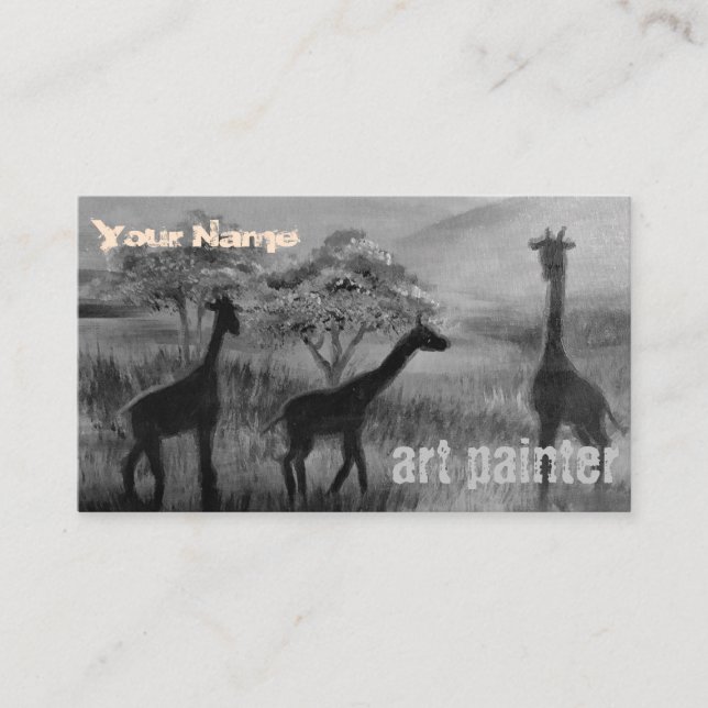 Gray Giraffe Elefant Picture Modern Artist Painter Visitenkarte (Vorderseite)