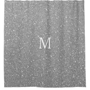 Gray Glitzer Monogram Initial Individuelle Name Fu Duschvorhang