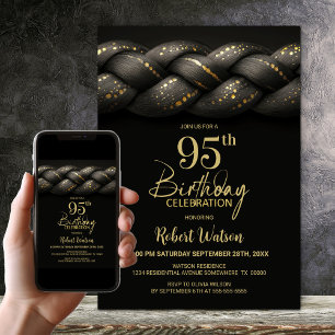 Gray Gold Braid 95. Geburtstagsparty Einladung