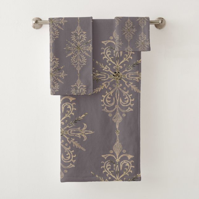 GRAY GOLD ELABORATE BADEZIMMER TOWEL SET (Insitu)