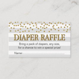 Gray Gold Elegant Baby Shower Diaper Raffle Ticket Begleitkarte