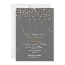 Gray & Gold Foil Dots Moderne Hochzeitseinladung