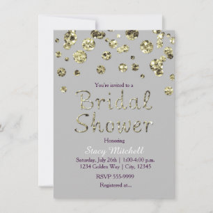 Gray & Gold Glitzer Bridal Dusche Einladung