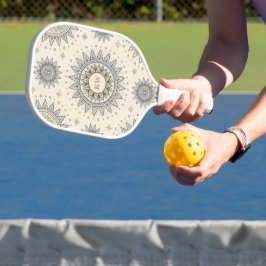 Gray Gold Mandala Pattern Monogram Pickleball Schläger