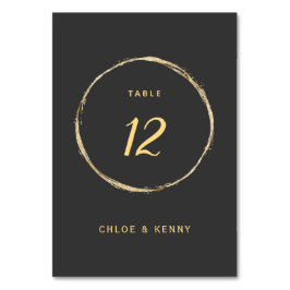 Gray & Gold Rustic Gold Circle Frame Wedding Tischnummer