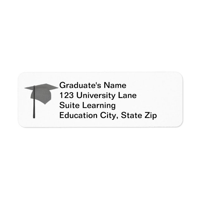 Gray Graduation Cap, Black Tassel Address Labels (Vorne)