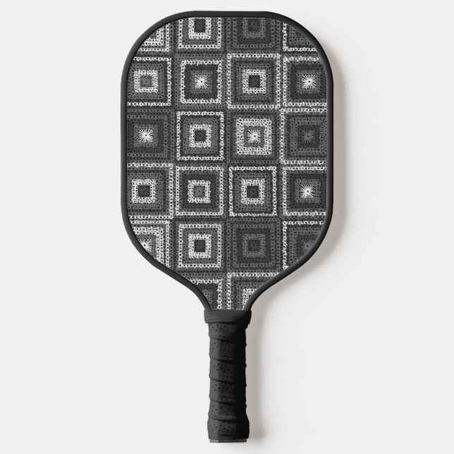 Gray Granny Square Pattern Pickleball Schläger (Vorderseite)