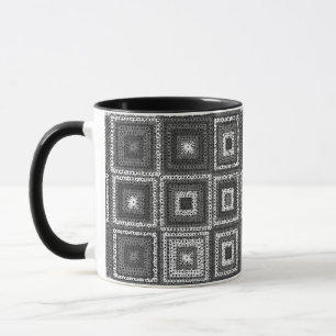 Gray Granny Squares Pattern Tasse